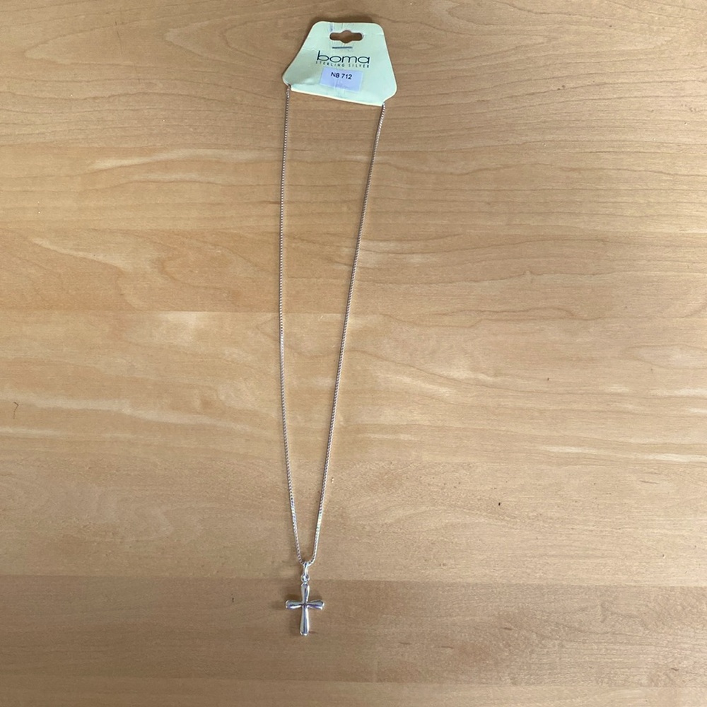 NWT boma sterling silver necklace with cross.